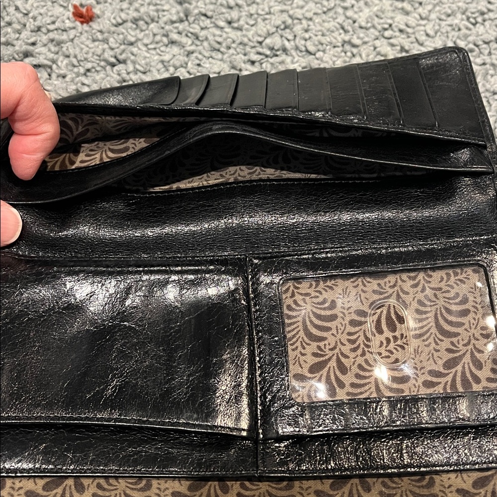 HOBO Black Leather Wallet with Patterned Interior - Picture 5 of 6